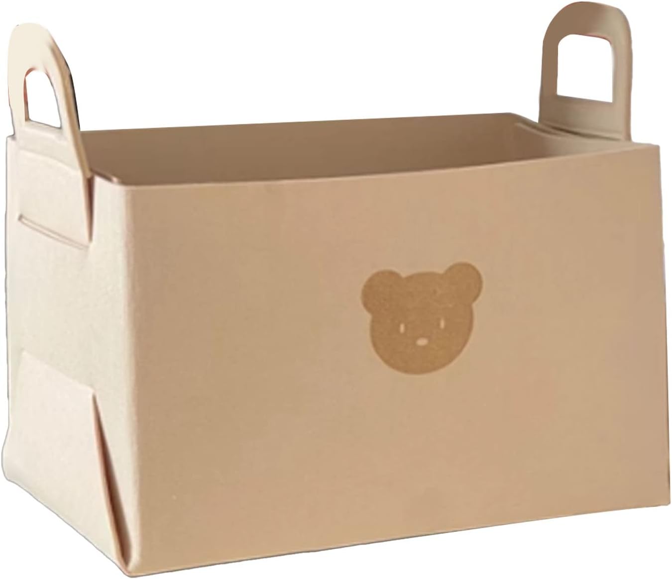 Keebgyy Bear Pattern Felt Storage Basket with Handles