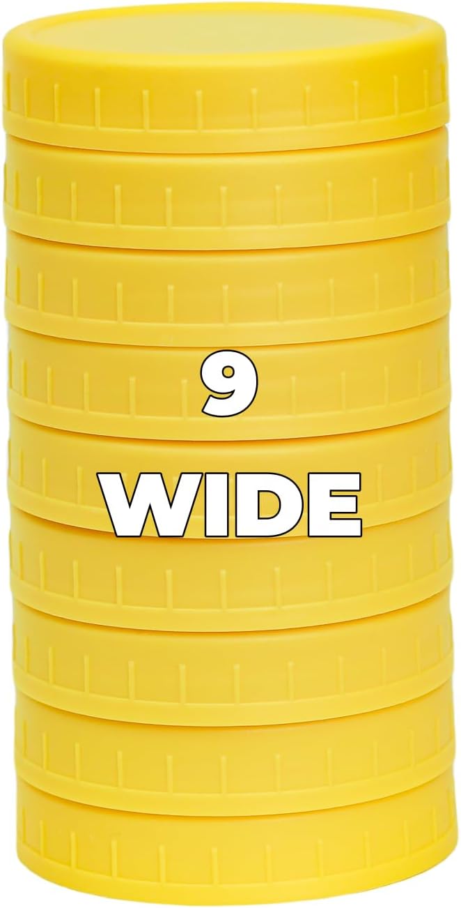 9 Pack Yellow Wide Mouth Mason Jar Lids with Silicone Rings