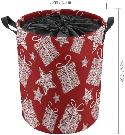AFHYZY Christmas Laundry Hamper Large Collapsible Storage Basket with Handle - Red