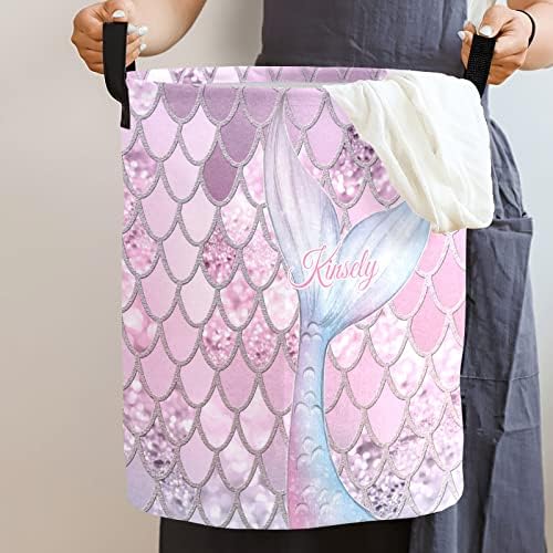 Mermaid Glitter Scales Personalized Laundry Basket
