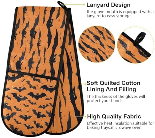 Halloween Playful Animal Black Bat Oven Mitts