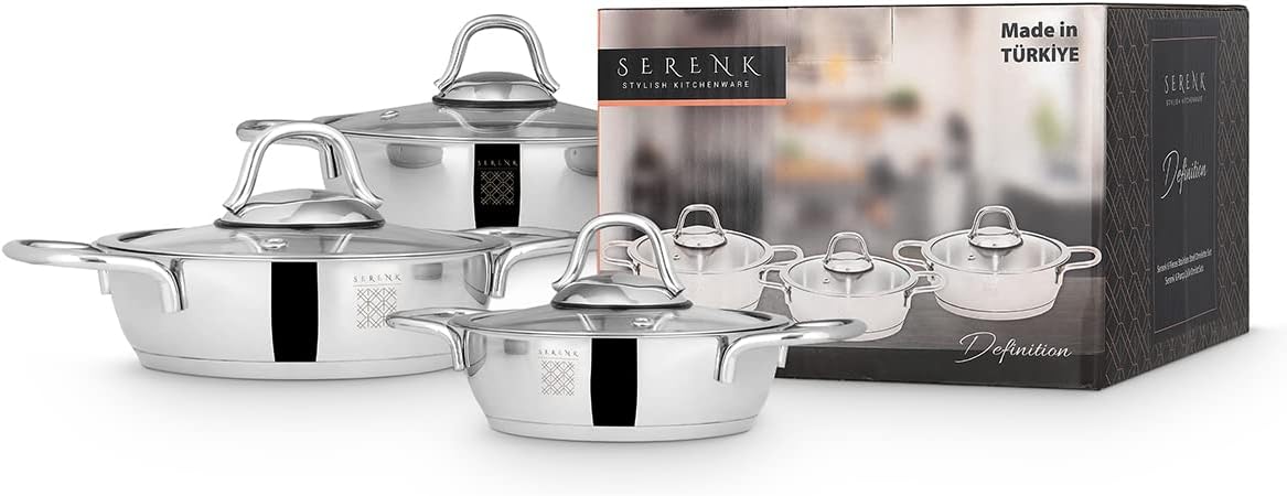 Serenk 7-Piece Stainless Steel Cookware Set for Home Use