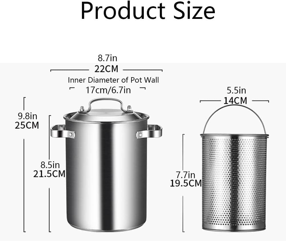Versatile Asparagus Pasta Steamer 304 Stainless Steel Pot with Lid Strainer Basket