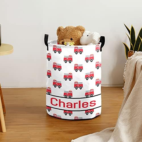 Fire Truck Pattern laundry basket custom with name