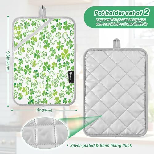 Kcldeci Green Shamrock Potholders 2-Pack