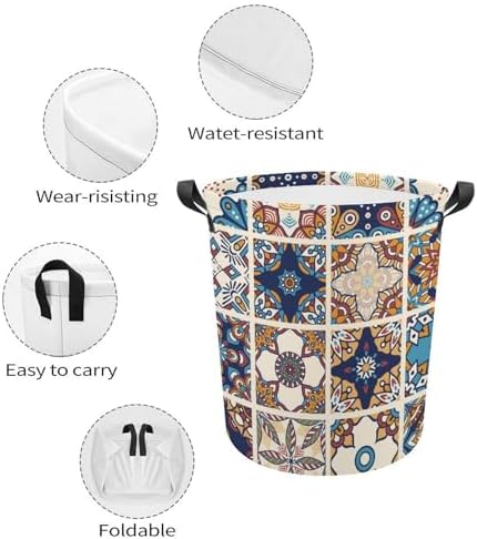 Tile Mandalas UniqueAbstract Collapsible Retro Laundry Basket