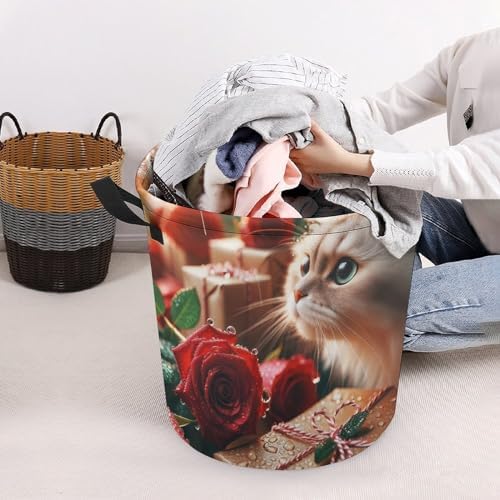Raindrops Roses Cat Laundry Basket