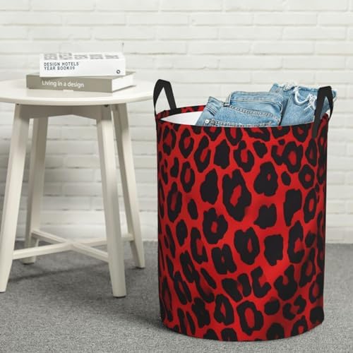 Large Laundry Basket Red Leopard Pattern
