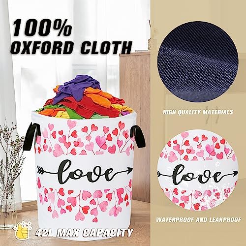 Love Laundry Basket Red Heart Foldable