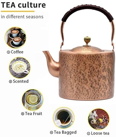 Pure Copper 676oz Tea Pot Stovetop Camping Safe Non-Magnetic Health Benefits