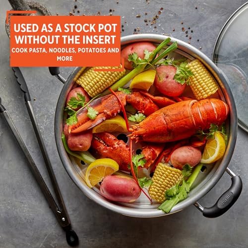 16-Quart Aluminum Steamer with Glass Lid Perfect for Food Preparation