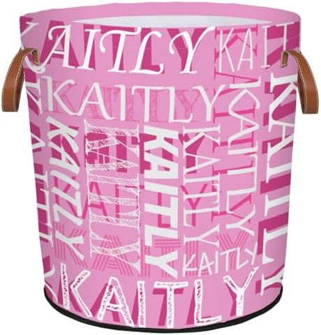 Personalized Pink Storage Tote - Waterproof Collapsible Laundry Basket