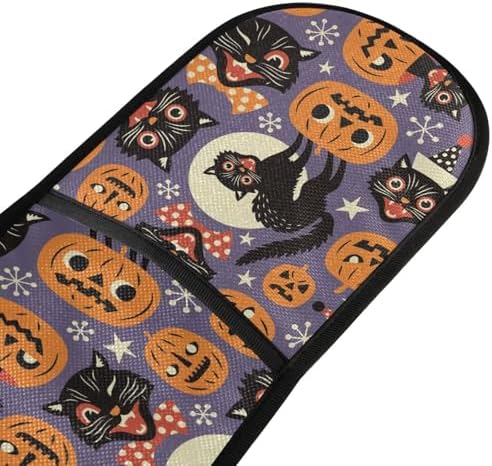Double Oven Mitts Halloween - Vampire Cats Heat Resistant Long Potholder for Kitchen