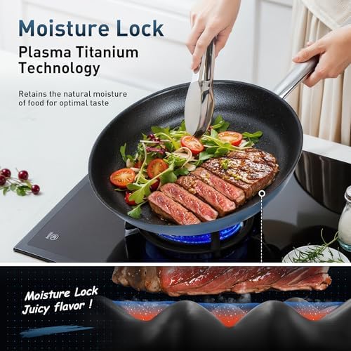 MAISON ARTS Nonstick Frying Pans Set 3 Piece Including Lid and Fry Skillet