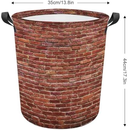 Durable Red Brick Wall Laundry Hamper Waterproof Collapsible for Dorms
