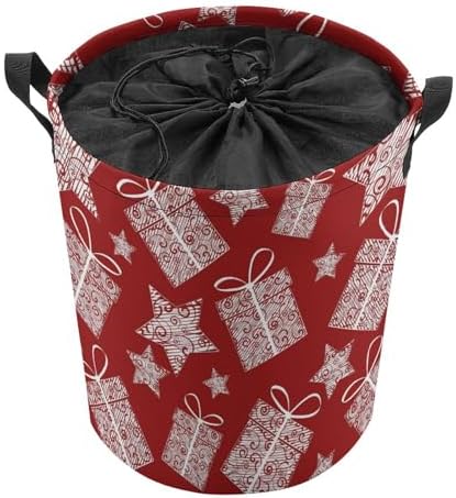 AFHYZY Christmas Laundry Hamper Large Collapsible Storage Basket with Handle - Red