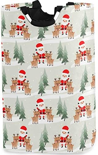 Visesunny 600D Oxford Collapsible Laundry Basket with Santa Claus Design