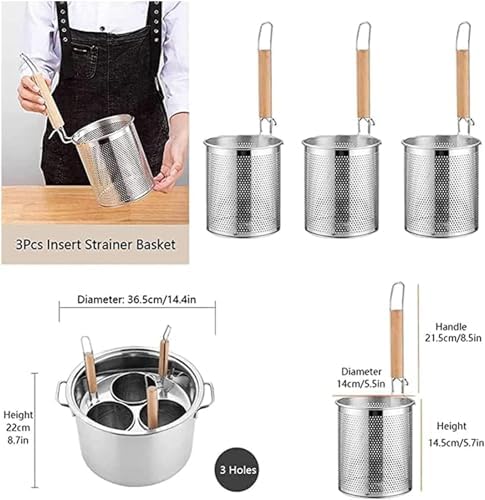 AttreX Pasta Pots 3 Holes Stainless Steel Cooker Set with Insert Strainer Basket