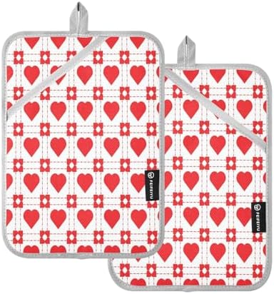 KCldeci Geometric Love 2-Pack Pot Holder Set - Heat-Resistant Durable