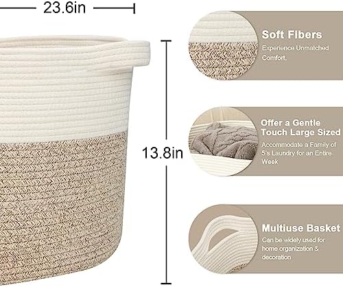 Elegant Large Cotton Rope Basket for Storage Brown