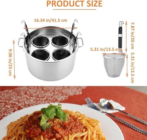DAOUXIAOSP Pasta Cooker Set with 4 Strainer Baskets