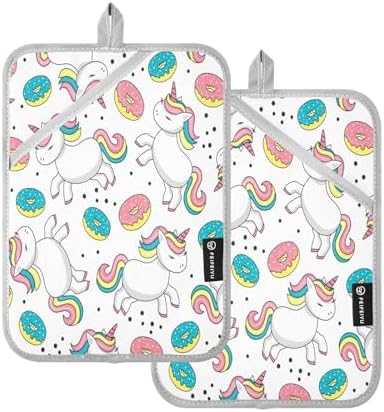 Cute Cartoon Unicorns 2-Pack Heat-Resistant Potholders