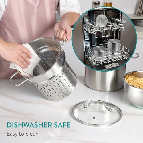 Navaris Stainless Steel Pasta Pot 57 L - Induction Gas Electric Oven Safe