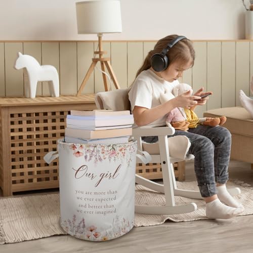Cozy Boho Floral Baby Girl Laundry Basket