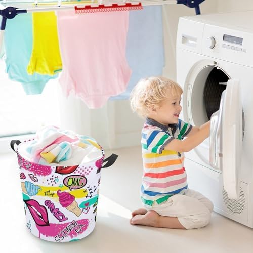 Cute Sticker Ice Cream Laundry Hamper