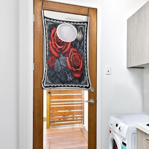 Foldable Red Rose Laundry Hamper for Efficient Storage