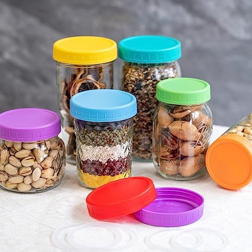 9 Pack Yellow Wide Mouth Mason Jar Lids with Silicone Rings