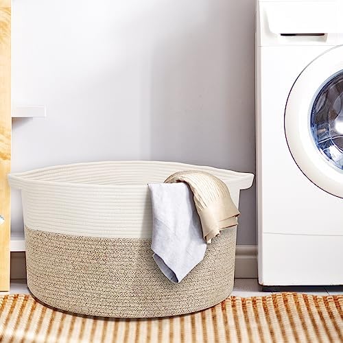 Elegant Large Cotton Rope Basket for Storage Brown