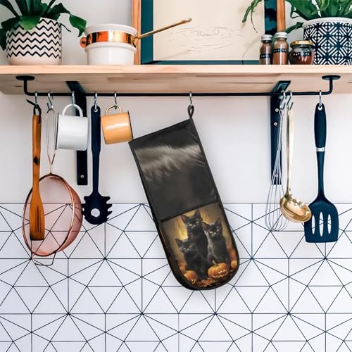 Gublec Halloween Cats Pumpkins Oven Mitts