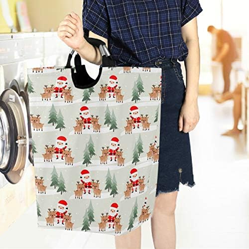Visesunny 600D Oxford Collapsible Laundry Basket with Santa Claus Design