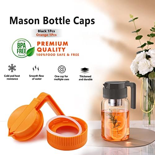 Wide Mouth Mason Jar Lids 2-Pack Black Orange Not Includes Jars
