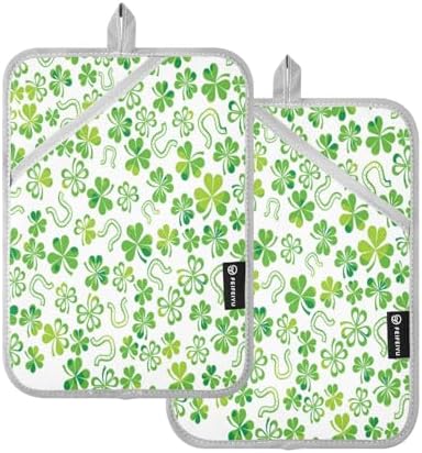 Kcldeci Green Shamrock Potholders 2-Pack