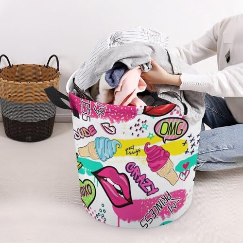 Cute Sticker Ice Cream Laundry Hamper