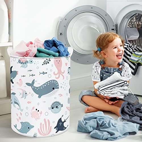Clastyle Marine Animal Laundry Basket with Lid Perfect for Kids