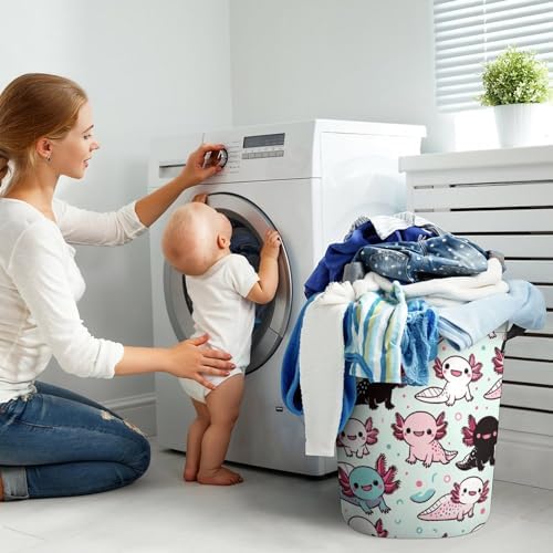 Cartoon Axolotl Laundry Hamper Waterproof Fun