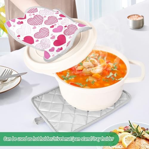 Heat-Resistant Doodle Hearts Pot Holder Set