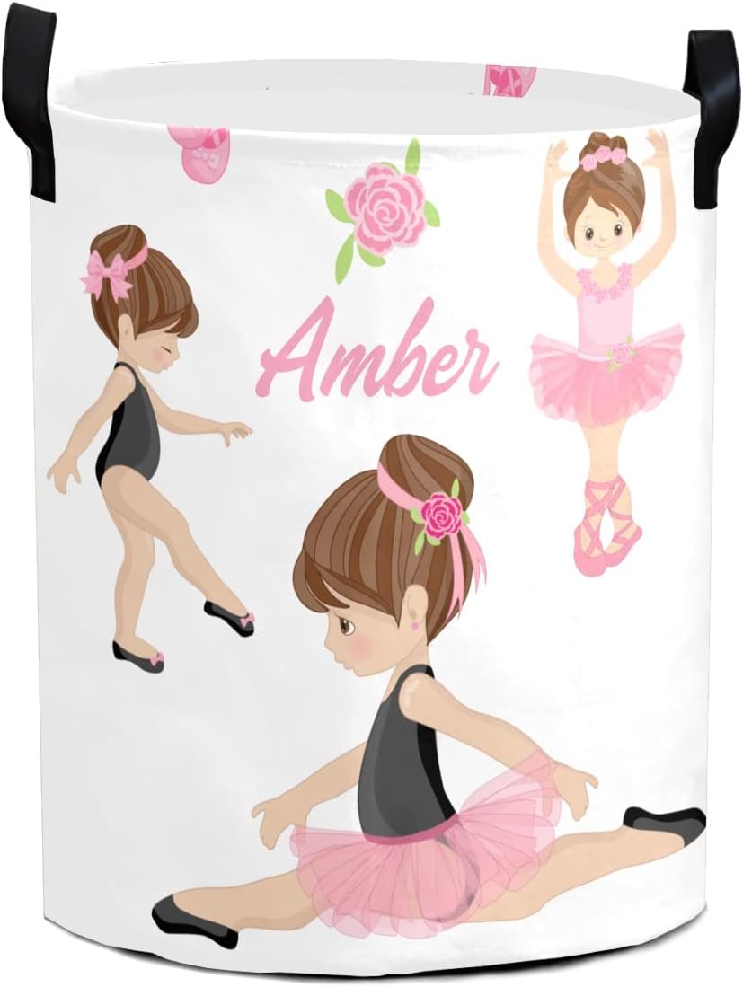 Personalized Ballet Storage Basket with Handles for Laundry