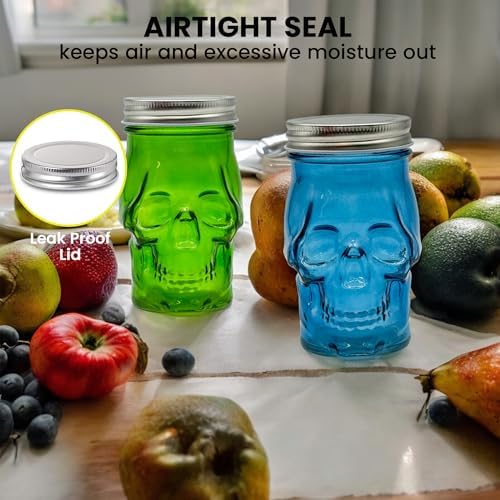 14 oz Colorful Skull Glass Mason Jar Pink