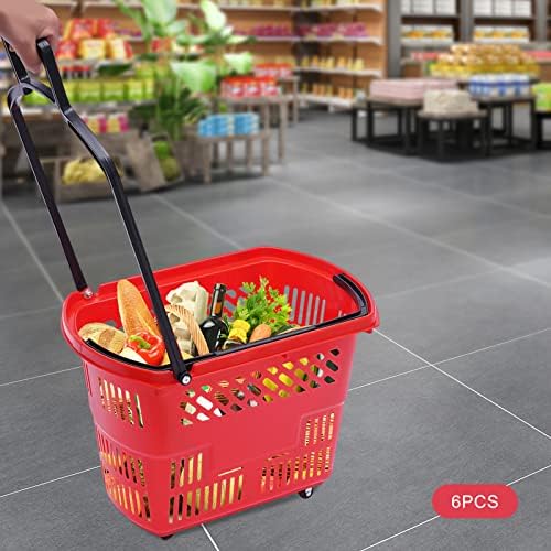 Durable 6-Piece Rolling Shopping Cart with Wheels