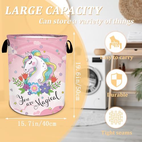 Waterproof Foldable Laundry Hamper Pink Floral Design by SLHFDKL