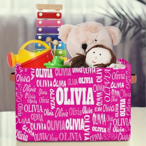 Personalized Storage Basket with Name Laundy Bin for Home Kitchen