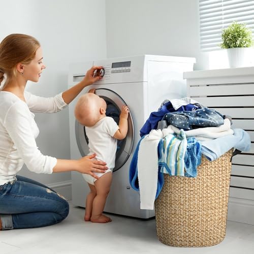 Wicker laundry hamper waterproof foldable for families