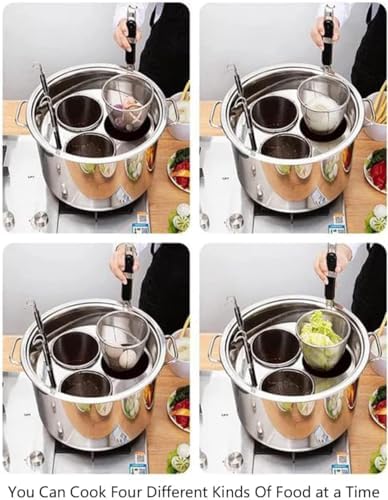BINGWANG Pasta Pot Set 4 Hole Stainless Steel Cooking Tool with Strainer