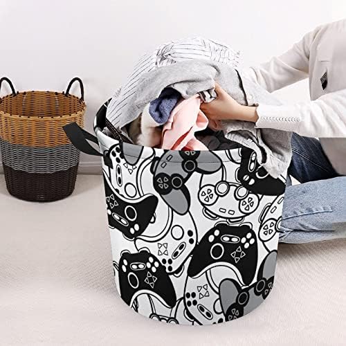 Black and White Joysticks Laundry Baskets Waterproof Durable Collapsible