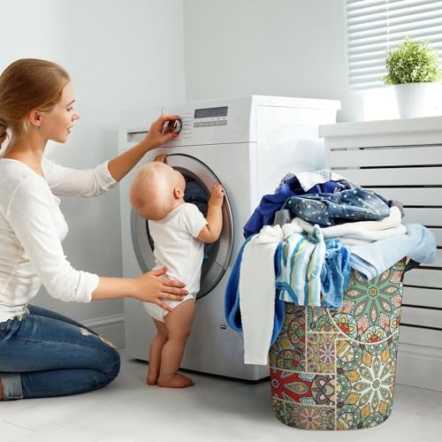 Ethnic Mosaic laundry hampers with Easy Carry Handles
