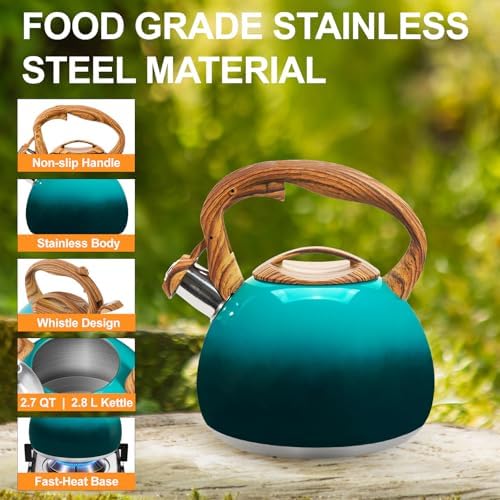 JEASOM Stainless Steel Tea Kettle Ergonomic Design Boiling Water